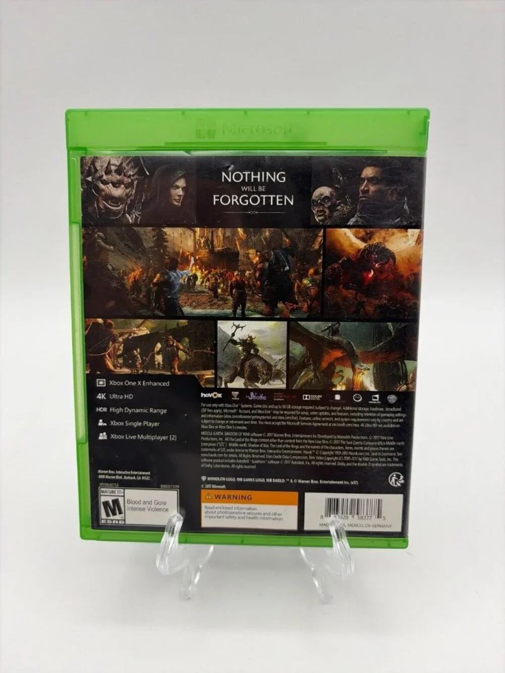 Middle-Earth: Shadow of War - Microsoft Xbox One - CIB - Complete Tested Works